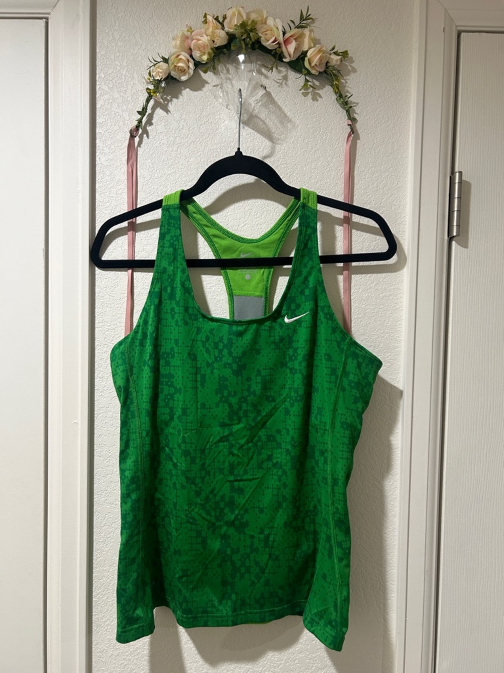 Nike DriFit Bright Green Patterned Racerback Tank